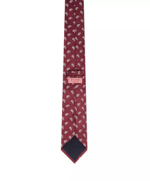 Burgundy Red & White Paisley Motif Silk Woven Tie