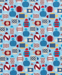 Blue & Multicolour Small Jockey All Over Printed Silk Pocket Square