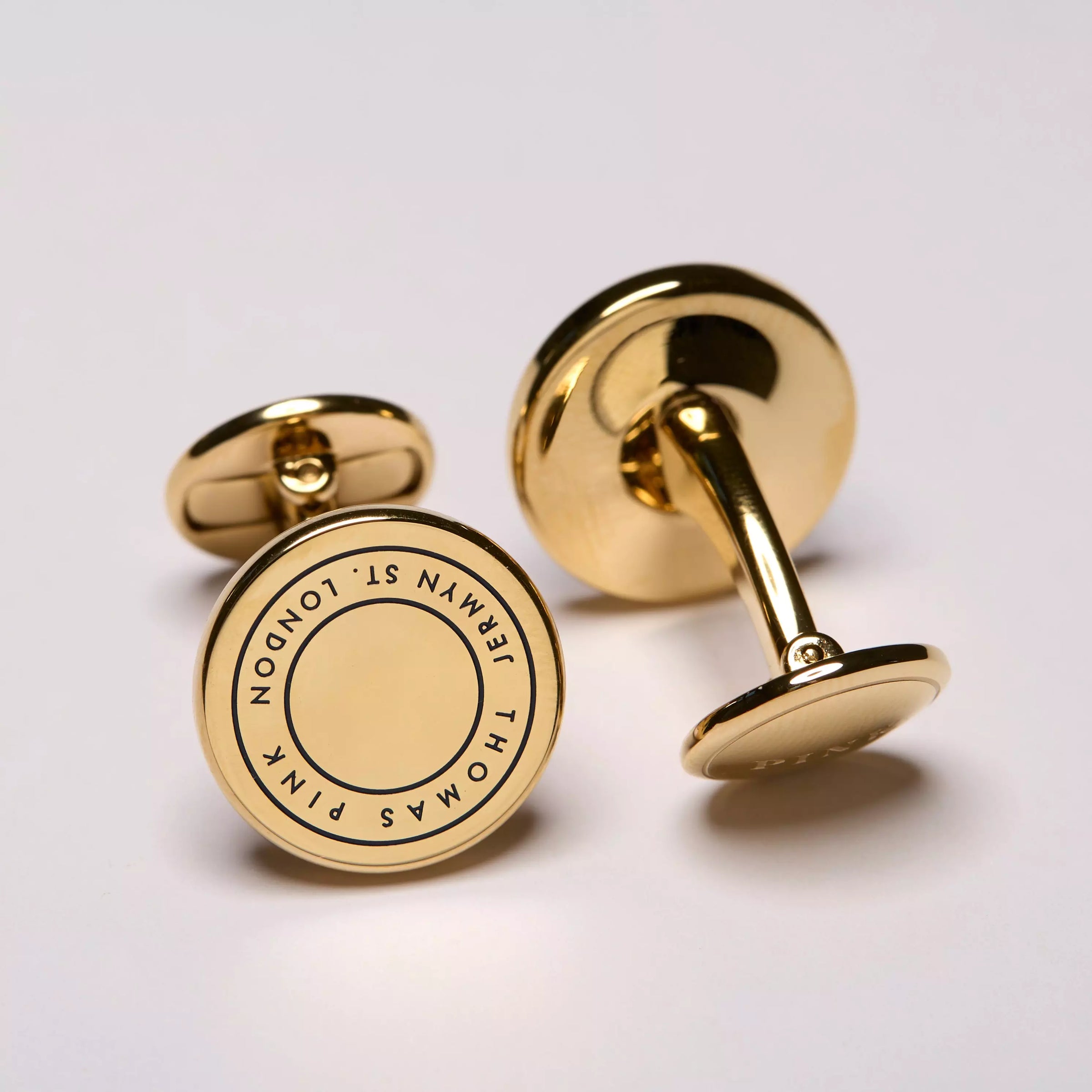 Navy Blue Enamel Jermyn St Cufflinks Gold Finish