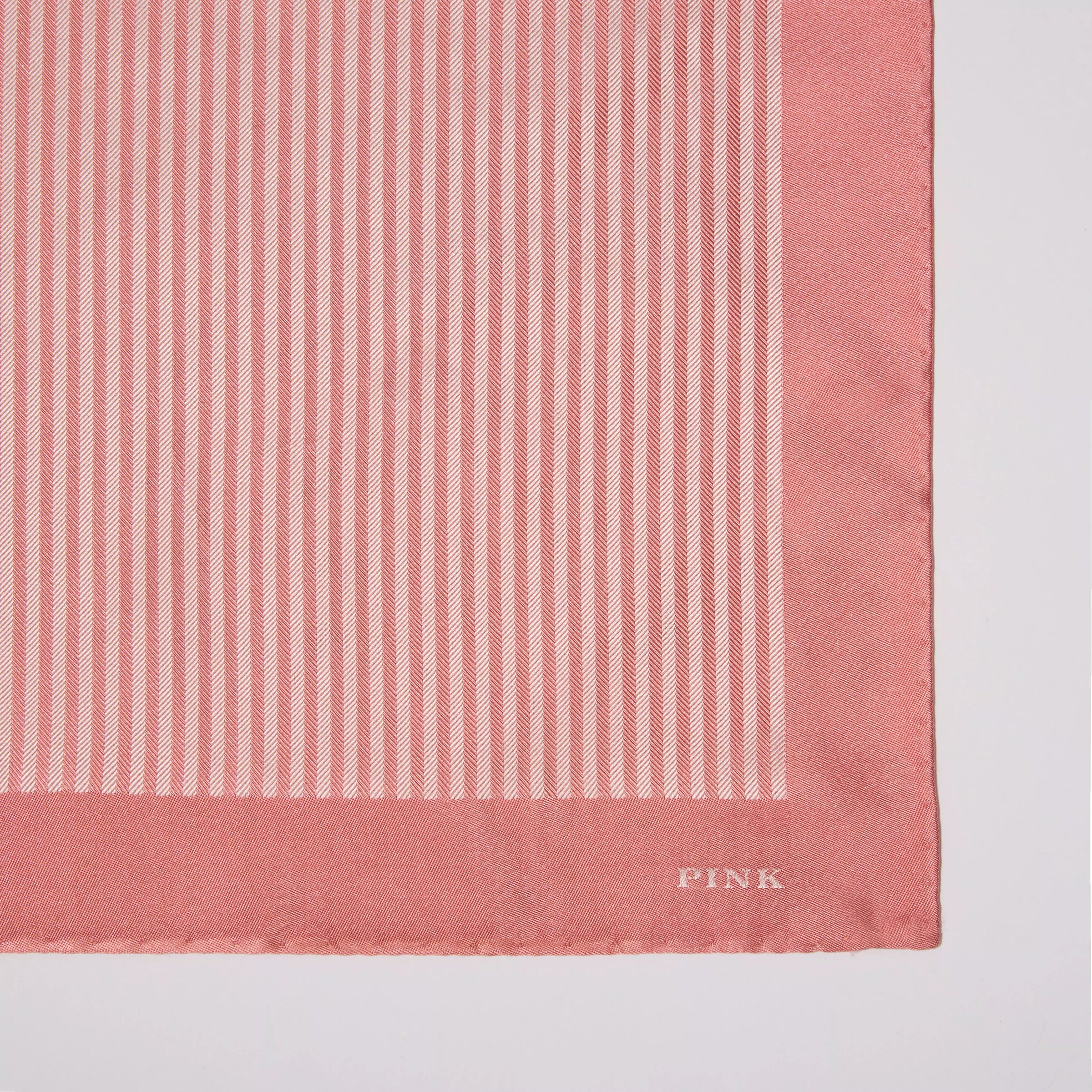 Pale Pink & Neutral Silk Stripe Pocket Square