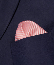 Pale Pink & Neutral Silk Stripe Pocket Square