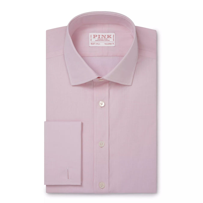 Pale Pink Tailored Fit Double Cuff Poplin Formal Shirt