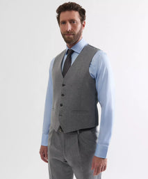 Grey 4 Button Merino Wool Waistcoat