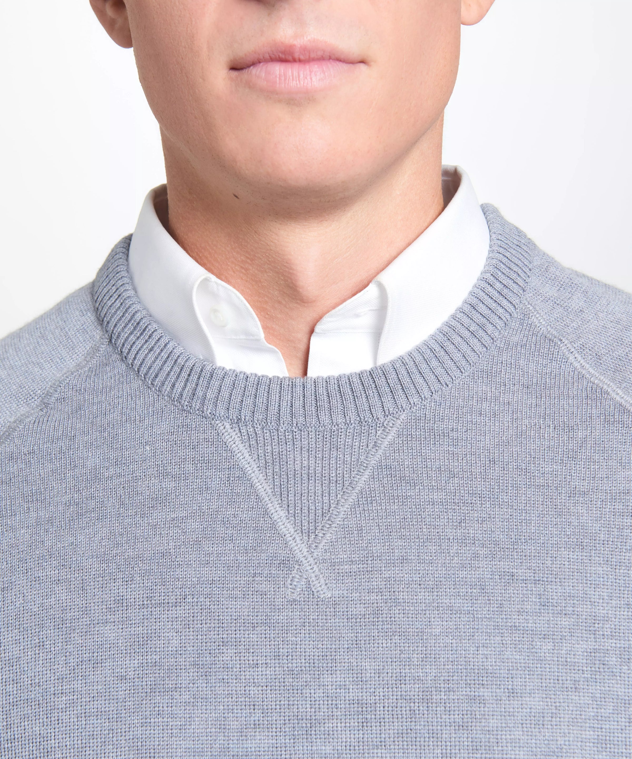 Pale Grey Knitted Crew Neck Sweatshirt