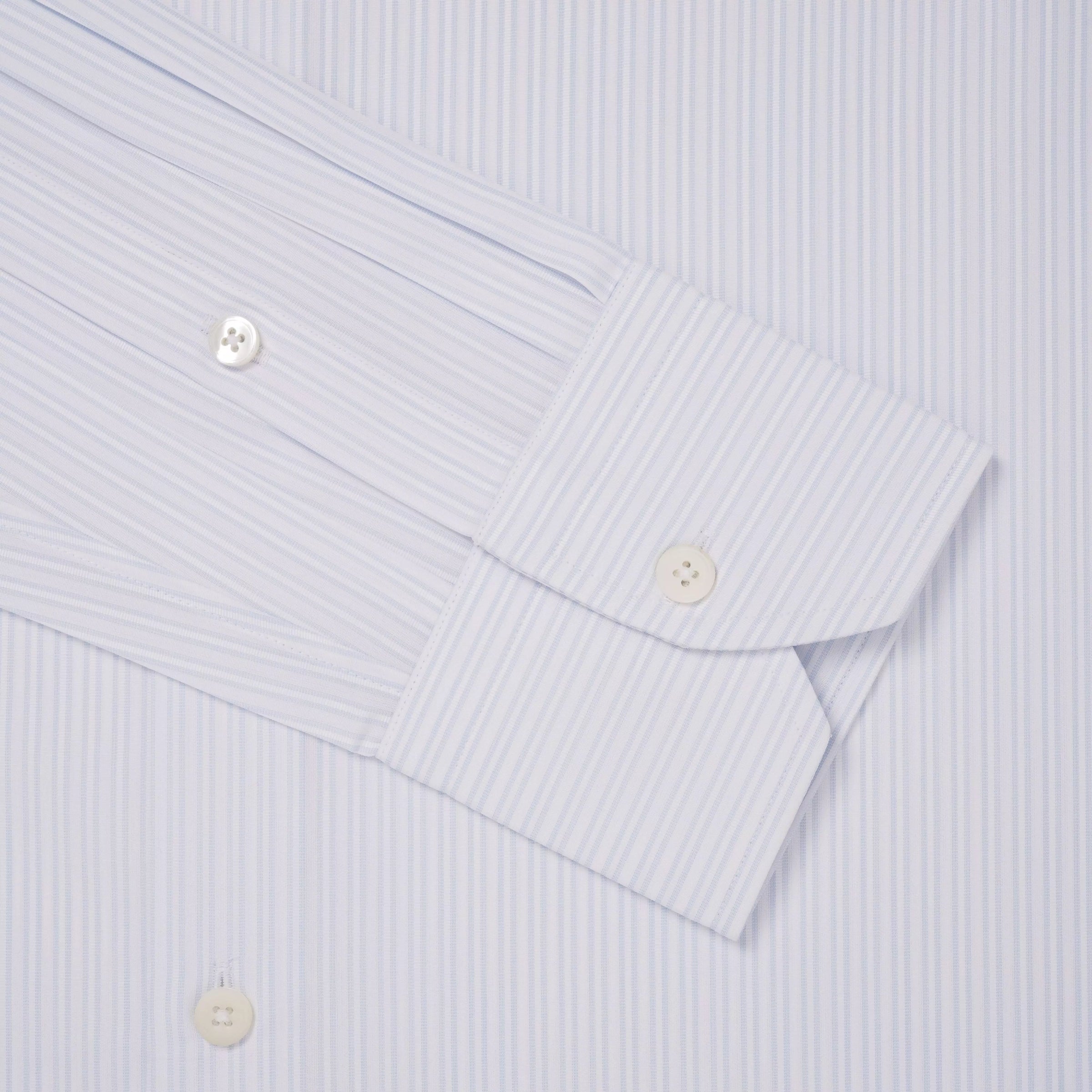 Pale Blue & White Slim Fit Formal Dobby Satin Stripe Shirt