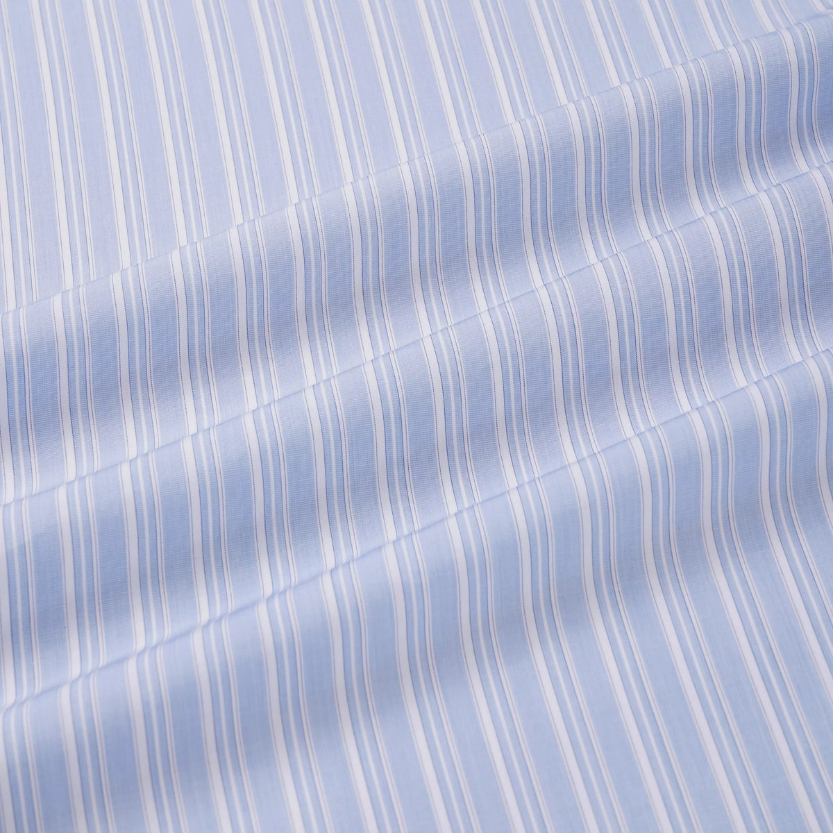 Pale Blue & White Tailored Fit Formal Double Cuff Devonshire Stripe Shirt