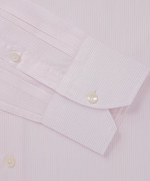 Pale Pink & White Tailored Fit Formal Precise Hairline Stripe Shirt