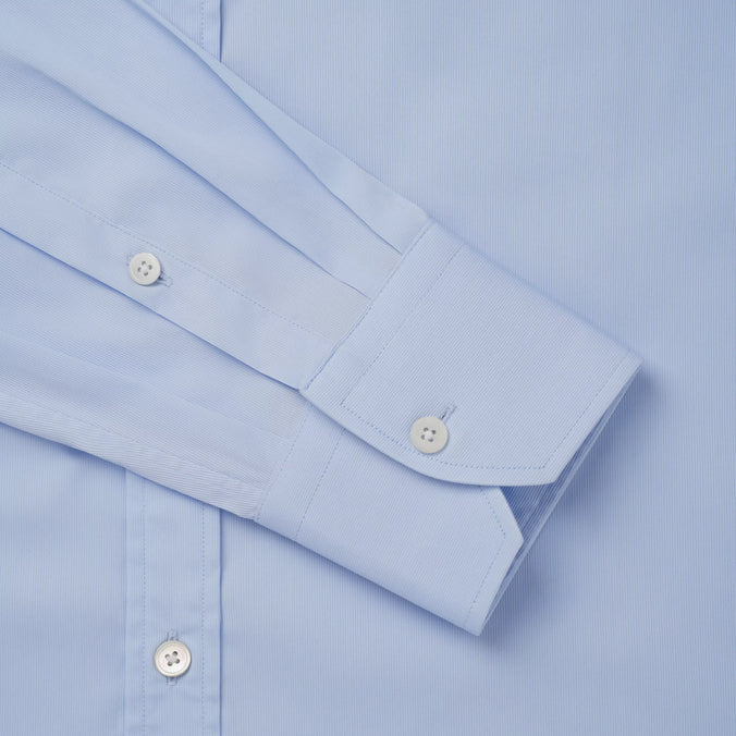 Pale Blue Athletic Fit Piquet Stripe Formal Shirt