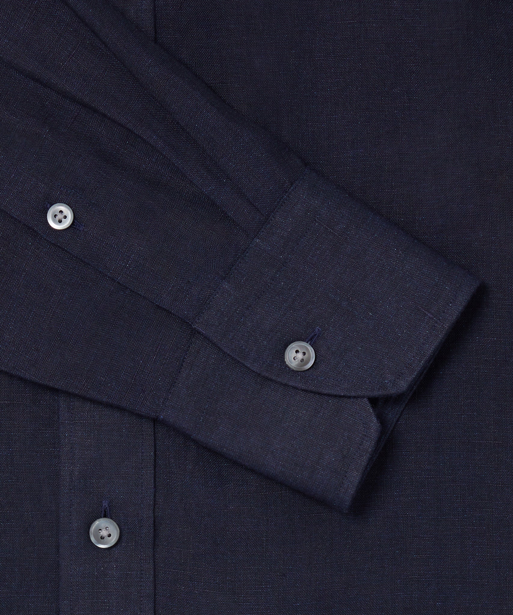 Navy Tailored Fit Essential Linen Smart Casual Shirt